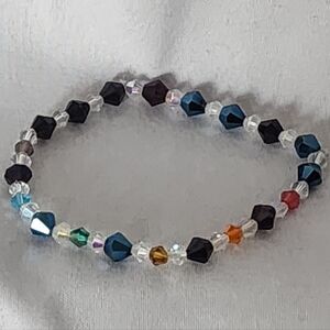 Handmade, Multicolored, Faceted, Glass Bead Bracelet
